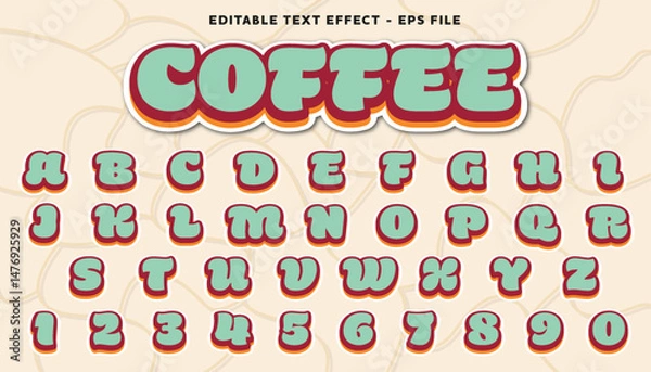 Fototapeta coffee text effect. Editable font style with modern style