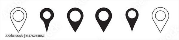 Fototapeta Map pin icon. location pin place marker. Location icon. Map marker pointer icon set. GPS location symbol collection. Victor illustration Eps 10.