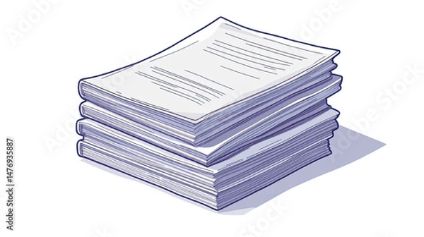 Obraz Illustration of a stack of freshly printed newspapers with visible headlines, representing daily news isolated on white transparent background