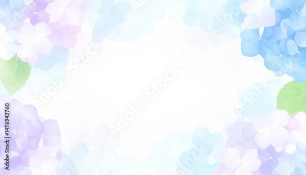 Obraz パステルカラーのあじさいの水彩タッチのフレーム。AIで生成	