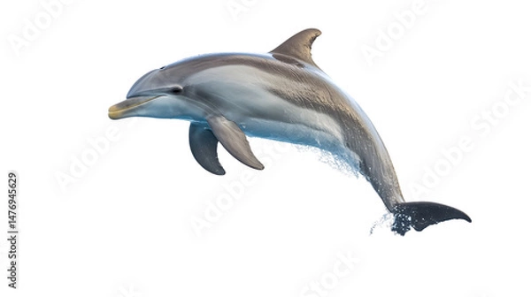 Fototapeta Playful Dolphin Isolated on White Background: Clear, High-Quality Image for Various Design Projects