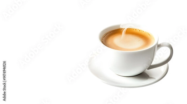Fototapeta Elegant White Cup of Espresso with Subtle Steam Rising
