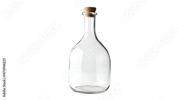 Fototapeta Empty Clear Glass Bottle on White Background for Product Display