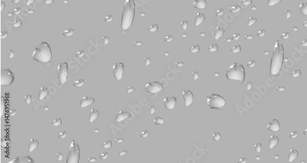 Fototapeta Water Drops . Vector illustration of realistic looking condensation drops, dew, cosmetic gel, oil, skin care products and clear liquid bubbles and design elements for shower or bathroom walls.PNG