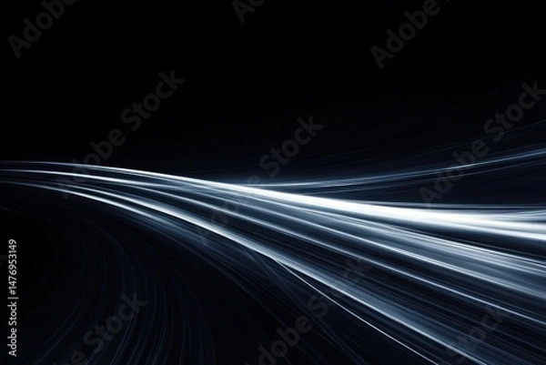 Fototapeta Abstract Dark Blue Light Trails Dynamic Speed Lines Background Flow Star Night Space Style Waves    