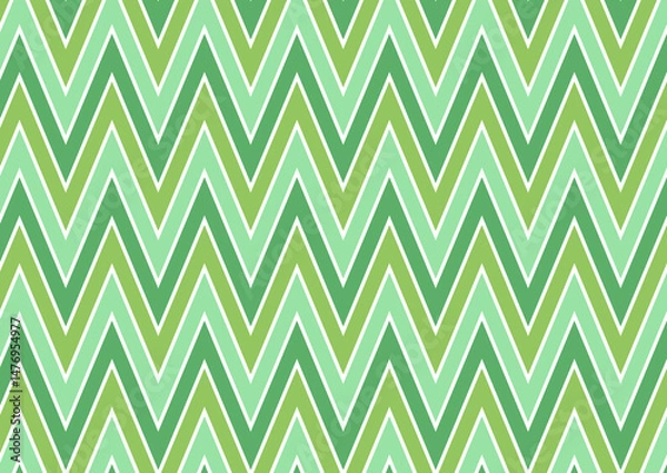 Fototapeta chevron zigzag pattern in various shades of green creating rhythmic geometric background with repeating angular lines for textile design