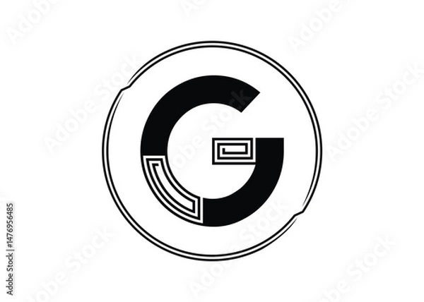 Obraz Letter G Logo with Abstract Stripe Line Pattern