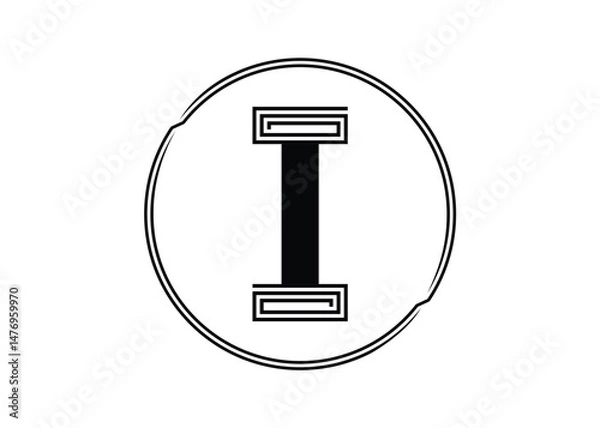 Obraz Letter I Logo with Abstract Stripe Line Pattern