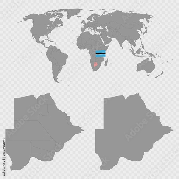 Fototapeta Botswana Map Set with World Location.