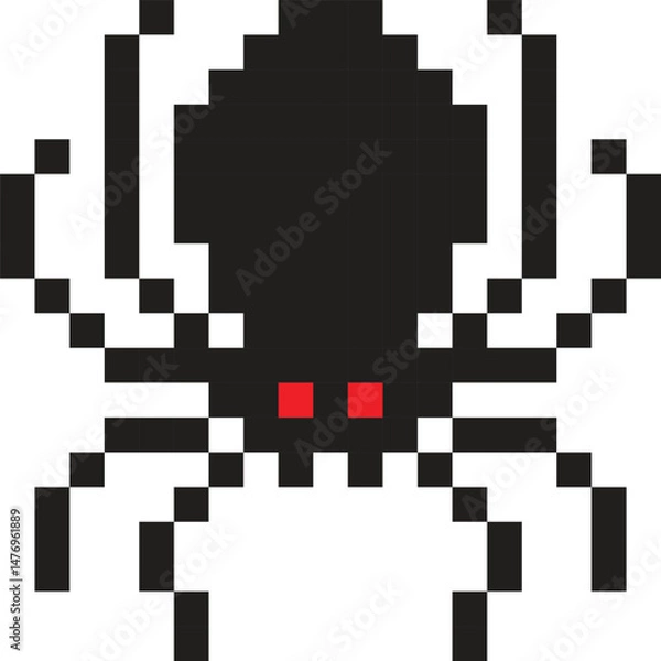 Fototapeta pixel art illustration of black spider