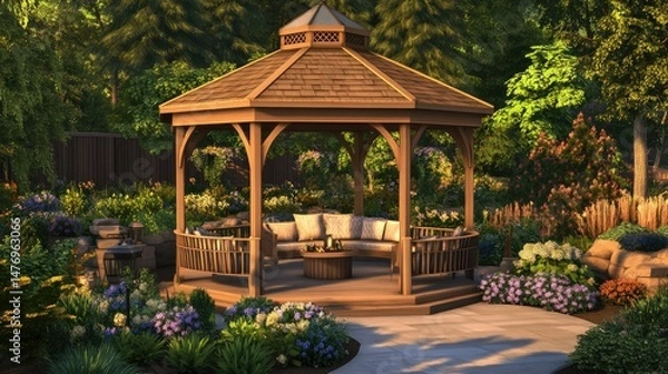 Fototapeta gazebo in the garden