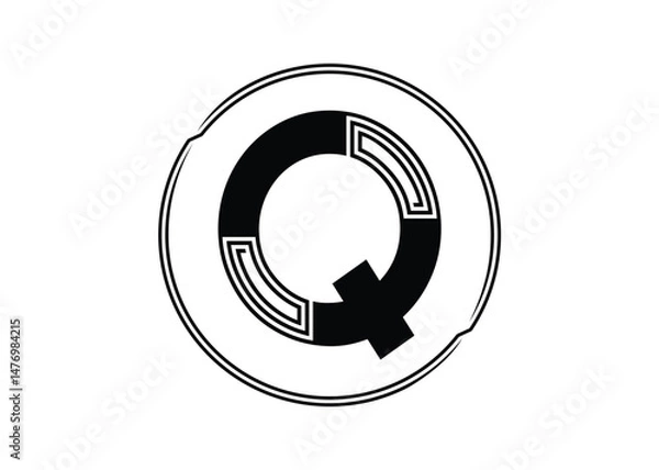 Obraz Letter Q Logo with Abstract Stripe Line Pattern