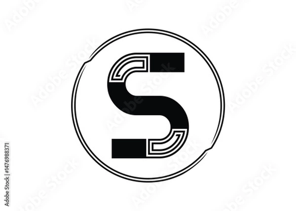 Obraz Letter S Logo with Abstract Stripe Line Pattern