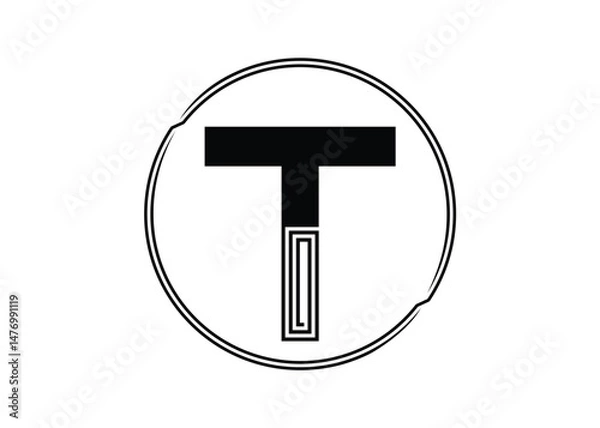 Obraz Letter T Logo with Abstract Stripe Line Pattern