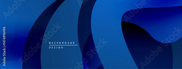 Fototapeta Abstract blue background. Overlapping layers create dynamic, flowing shapes. Gradient shades offer depth, modern aesthetic.