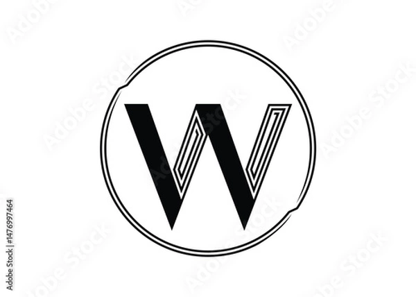 Obraz Letter W Logo with Abstract Stripe Line Pattern