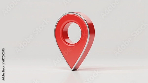 Obraz Red location pin icon for maps 3D render illustration