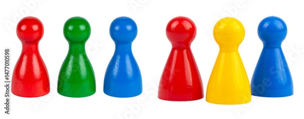 Obraz Three game pieces in different colors on a transparent background PNG