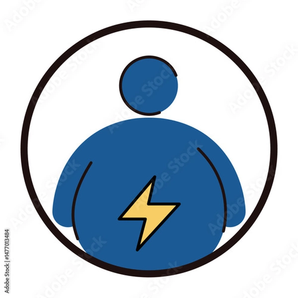 Obraz Obesity line icon vector isolated. Simple symbol of a risk for health, overweight person. Medical condition. Unhealthy body.