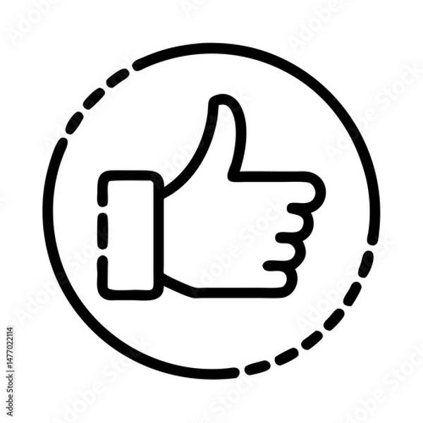 Fototapeta Thumbs up in circle icon in black outline style