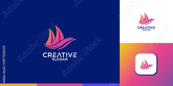 Obraz abstract sailboat gradient logo design vector