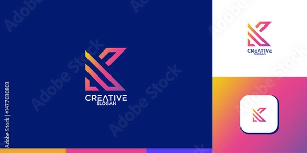 Fototapeta initial letter k abstract geometry logo vector design