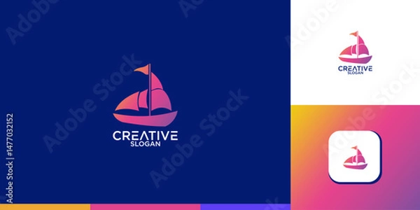 Obraz abstract sailboat gradient logo design vector