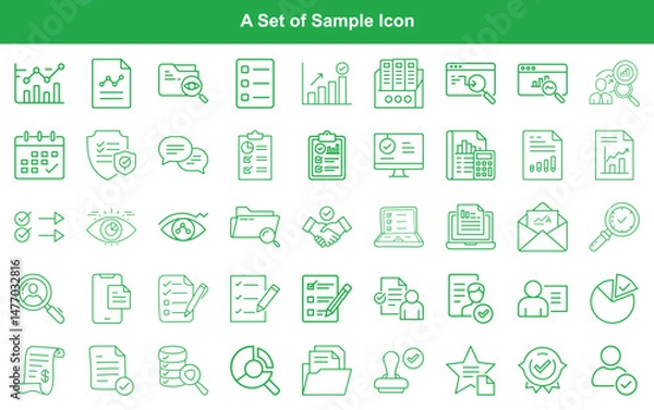 Fototapeta Collection of Business and Analytics Outline Icon Set Depicting Data, Growth, and Management