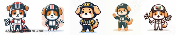 Fototapeta cute dog vector in racer costume