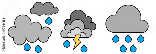 Obraz cloud rain icon sheet vector symbol of weather simple design illustration