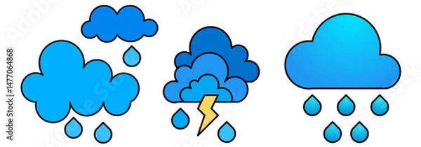Obraz cloud rain icon sheet vector symbol of weather simple design illustration