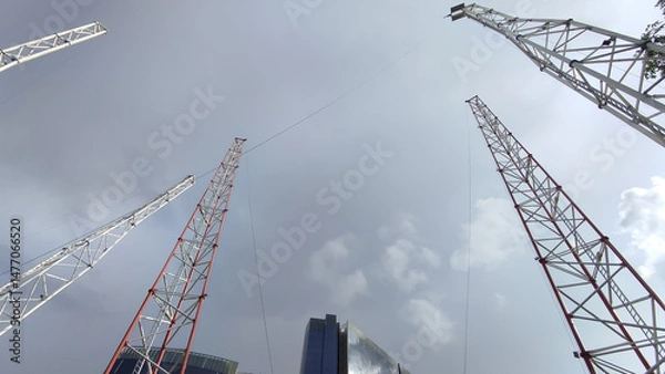 Obraz tall steel structures supporting cables for an entertainment ride