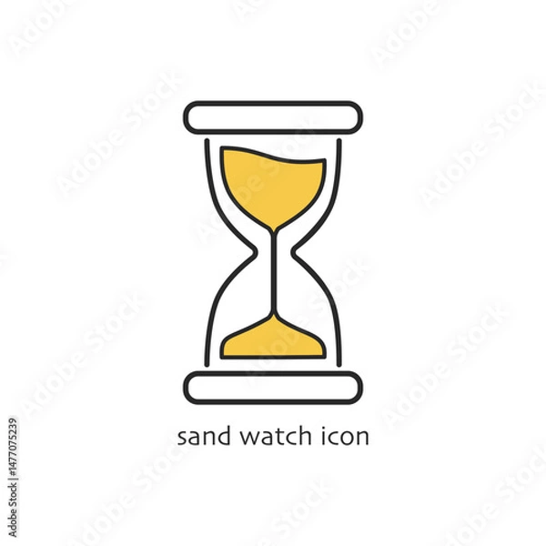 Obraz Hourglass icon. Sand watch thin line symbol. Editable stroke, vector illustration