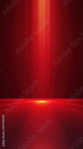 Fototapeta Abstract red background with light streaks shining down from above studio shot for modern design template