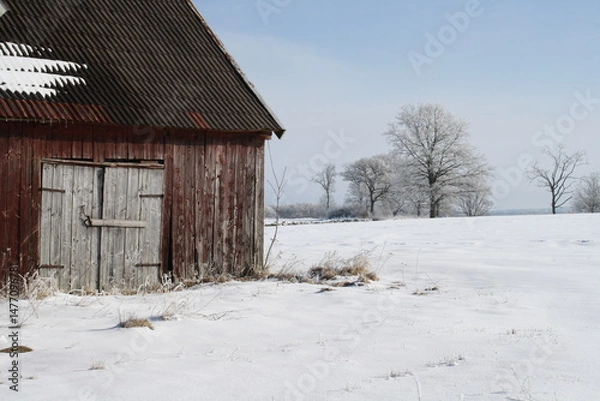 Obraz Old barn in winter