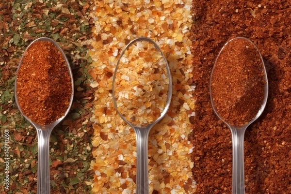 Fototapeta Different Spices in Spoons