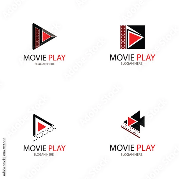 Obraz movie play logo design collection