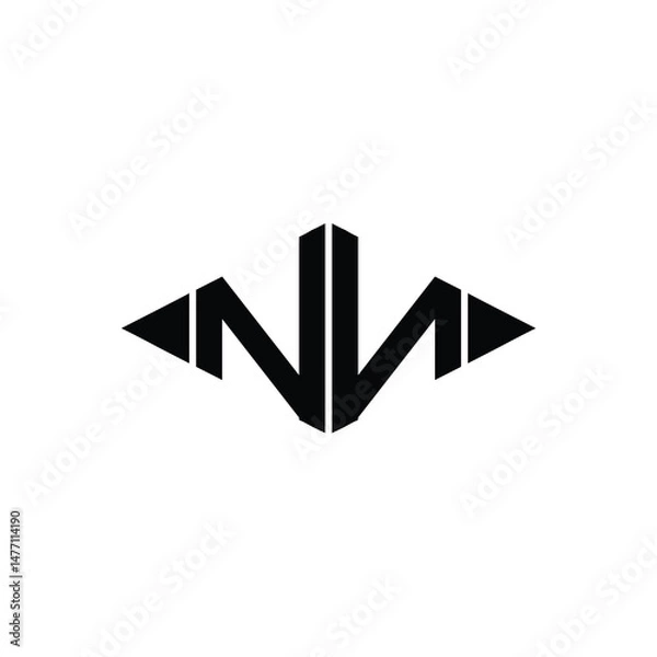 Fototapeta NN monogram logo design letter text name symbol monochrome logotype alphabet character simple logo
