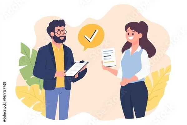 Obraz person accepting feedback from a supervisor, demonstrating responsibility and willingness to improve, person recently hired getting better at her job