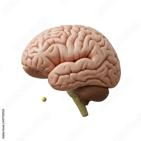 Fototapeta Anatomical model illustrating the human brain and neural pathways on white