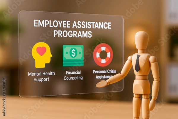Fototapeta Employee assistance programs offer mental health support financial counseling and personal crisis assistance as valuable employee benefits
