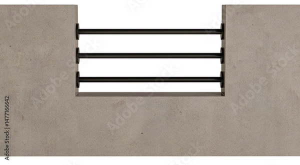 Fototapeta A concrete wall with three bars on it