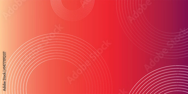 Fototapeta Abstract modern gradient horizontal template background. Trendy bright circle lines creative design. Minimal style graphic elements. Suit for poster, cover, banner, flyer, brochure, presentation