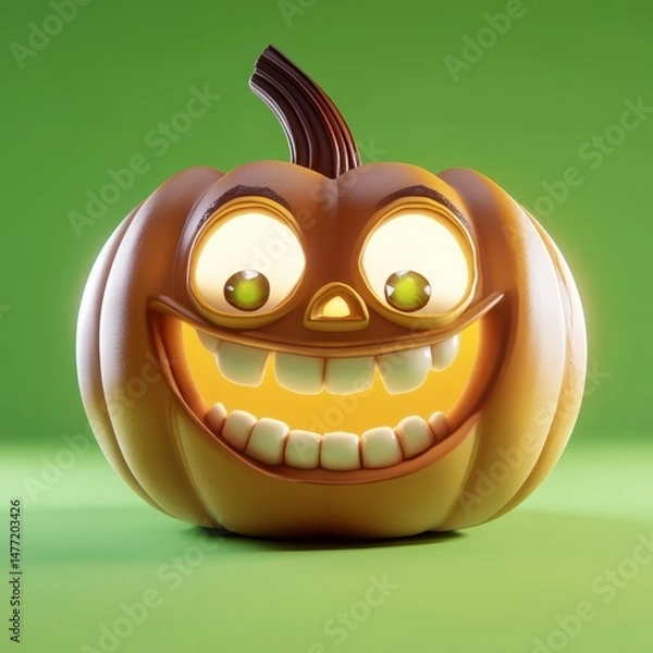 Obraz Grinning Pumpkin with Bright Smile and Glowing Expression