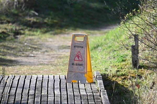 Obraz Panneau Attention Sol Glissant