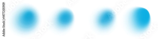 Fototapeta Gradient abstract shapes with soft blur and fluid texture. Blue, white and neon hues. Y2K style with circular bubble like elements. Modern minimal aesthetic with organic blobs and watercolor splashes.