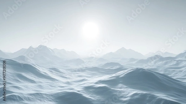 Fototapeta Clean minimal ice blue background with cold texture simulating frozen mist