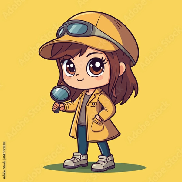 Obraz Detective girl mascot cute cartoon no details solid background