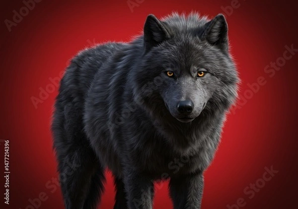 Fototapeta A wolf on a solid background