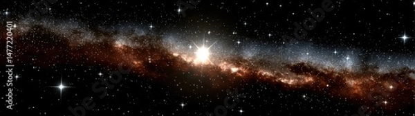 Fototapeta Stunning View of a Brilliant Galactic Spiral with Stars and Cosmic Dust During a Deep Space Observation in the Universe